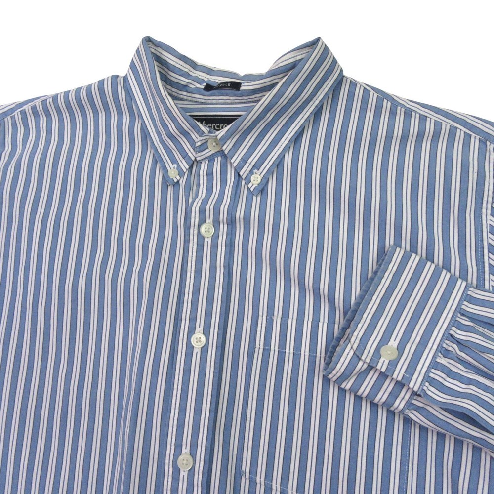 Abercrombie Fitch‎ Mens Button Down Shirt L Muscle Blue Striped Cotton Long
